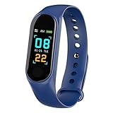 Wasserdichtes M3-Fitnessarmband, Fitness-Tracker, Herzfrequenzmesser, 0,96-Zoll-HD-Bildschirm (Blau)