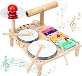 Kinder Schlagzeug Set Mit Xylophon–Musikinstrumente Kinder ab 1 2 3 4 5 Jahren, Trommel Baby für...