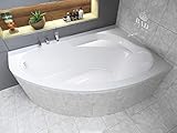 BADLAND Original Eckbadewanne Weiß Acryl Eckwanne Wanne Badewanne Marea RECHTS 160x100 KOMPLET...