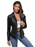 OZONEE Damen Lederjacke Kunstlederjacke Kunstleder Farbvarianten Jacke Bikerjacke Übergangsjacke...