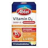 Abtei Vitamin D3 3000 I.E. - unterstützt Immunsystem und Knochen - laborgeprüft, glutenfrei,...