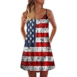 Unabhängigkeitstag für Damen, amerikanischer 4. Juli, bedrucktes Boho-Sommerkleid für Damen,...