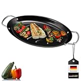 bremermann Fisch-Grillpfanne oval, Grillplatte antihaftbeschichtet, 39,5 x 20,5 cm (Schwarz, 1er)