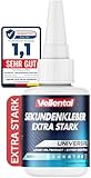 Sekundenkleber Gel Extra Stark universal - Superkleber wasserfest, hitzebeständig & mit Nadel...