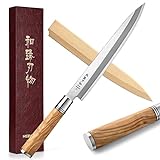 HEZHEN 240mm Sashimi Messer, Sushi Yanagiba Messer, Olivenholz Griff Messerkoffer aus Holz