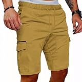 Cargohose Herren Leinenhose Kurz Lockere Passform Kurze Hosen Mit Taschen Loose Bermuda Shorts...