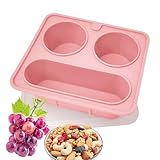 Snackbox für Reisen, Lebensmittelbox mit Fächern | Wiederverwendbarer Behälter aus Silikon, 420...