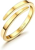 Diamday 14K Gold Offene Finger Ringe für Damen Herren Verstellbar Daumen Midi Eternity Band Ring...