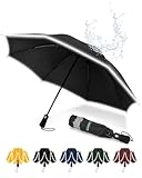 Chakipee Regenschirm Groß Sturmfest Reflektierend für Herren und Damen – Taschenschirm Automatik...