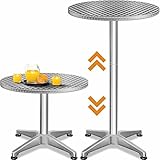 Casaria® 2in1 Stehtisch Höhenverstellbar 70 cm / 115 cm Hoch Stabil Aluminium Rund Ø60cm...