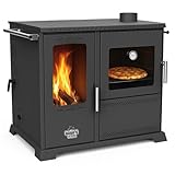 Babas Saphire Hybridofen Pellets und Holz Kombiofen Kaminofen mit Backfach und Herdplatte 10 kW...