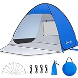Glymnis Strandmuschel Pop Up Strandzelt Strand Zelt mit Reißverschlusstür UV-Schutz 50+ Windschutz...