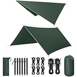 VOSOIR Tarp 3x3M Wasserdicht, Ultraleicht Camping Zeltplane, mit 9 Öse+6 Aluminiumstifte+8...