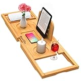 Bambus Badewannenablage Ausziehbar | Badewannenbrett | Badewannen Ablagen, mit Buchstütze,...