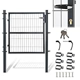 ISOISL Gartentor Anthrazit, 100x100cm Gartentür aus verzinktem Stahl, Zauntür Hoftür inkl.Schloss...