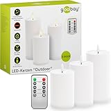 goobay 64786 LED Kerzen 3er Set mit Fernbedienung/elektrische Outdoor Kerzenlichter/realistisch...