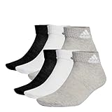 adidas Unisex Thin and Light Sportswear Ankle Socks 6 Pairs, Medium Grey Heather/White/Black, 8.5-10
