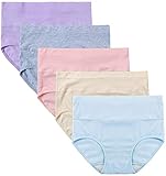 INNERSY Taillenslip Damen Baumwolle High Waist Unterhosen Frauen Slips Mehrpack Pantys 5er Pack (L,...