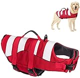 Schwimmweste Hund Klassische Streifen, Reißfeste Größenverstellbar mit Starkem Rettungsgriff Hund...