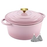Miereirl 4,5 Quart Emaillierter Dutch Oven Topf mit Deckel, Gusseisen-Dutch Oven mit Doppelgriffen...