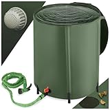 tectake® Regenwassertank für Garten und Camping, Tonne faltbar, Regentonne mit Deckel und...