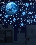 1049 Stück Leuchtsterne Selbstklebend, Blaue Wandsticker für Kinderzimmer, Fluoreszierende...