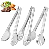 3 Stück Zange Küche aus Edelstahl, Grillzange Servierutensilien, Servierzange Buffet Für...