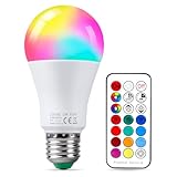 REYLAX Farbige Leuchtmittel LED RGBW Lampe E27 10W, Warmweiß 3000K Dimmbare Edison Glühbirne...