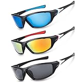 Camptrip 3 Paar Sonnenbrille Herren Sport Sonnenbrille UV 400 Polarisierte Sportbrille Blau...