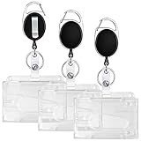 Redamancy 3 Stück Schlüsselband Ausziehbar Mit Transparente Kartenhalter, ID Card Holder Abzeichen...