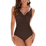 WIN.MAX Schwimmkostüm für Frauen Badeanzug Damen Bademode Bauchkontrolle Rüschen Damen Retro...