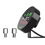 Janasiba 5 in 1 Motorrad Wasser Temperatur Messer USB Wiederaufladbare Zeit Voltmeter LED Sicht...