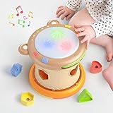 TUMAMA Baby Musik Spielzeug,Baby Trommel mit Licht und Sound,Musikwürfel Spielzeug Musikinstrumente...