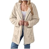 KOG Fleecejacke für Damen Wintermantel Warm Fleecemantel College Jacke Einfarbige Oberteil Teenager...