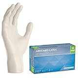 ARNOMED Latex Einweghandschuhe M, weiß, puderfrei, 100 Stück/Box, Einmalhandschuhe, Handschuhe...