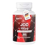 Jod 200μg - 365 Tabletten mit je 200μg Jod - Hochdosiert - Kaliumjodid - 100% Vegan – Deutsche...