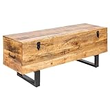 invicta INTERIOR Industrial Truhenbank Factory LOFT 115cm Mangoholz Natur Sitzbank mit Stauraum...