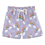 Badeshorts für Jungen, große Jungen, Badehose 2T, niedliche Einhörner, regenbogenfarbene Mähnen,...