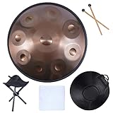 Handpan Schlagzeug Instrument in D-Moll 22 Zoll Hand Pan Drums mit Tasche und Stativständer -...