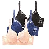 Hauetro 3er Pack Damen Vorderverschluss BH bügel Große Größen mit Spitze Push Up Starker Halt...