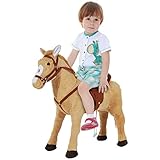 HOMCOM Reitpferd auf Rollen 60 cm Stehpferd mit Sattel, Zaumzeug Steigbügel Sound Spielpferd zum...