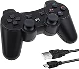 Lunriwis Wireless Controller für PS3, Wireless Double Shock 6 Achsen Bluetooth Joystick Gamepad mit...