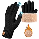 Voqeen Winterhandschuhe Damen Touchscreen Fleece Gefüttert Strickhandschuhe für Frauen mit...