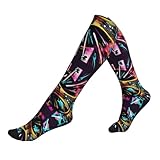 Sport-Kompressionssocken mit Musik-Graffiti-Stil, Damen-Laufsocken, Fußballsocken,...