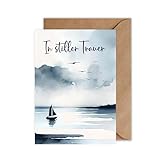 Trauerkarte mit Umschlag 'In Stiller Trauer' - See Meer Segelboot Beerdigung Karte mit Spruch -...