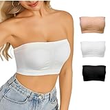SHOCHX Damen Tube 3 Stück Top BH Bandeau Weiche Trägerlos BH Nahtlose Dehnbar Brust Wickeln...