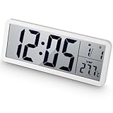 Digitale Wanduhr, funkuhr digital, 13' LCD Display, 24/12-Stunden, Wanduhr Digitaluhr, Batterie- und...