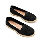 LAMORA Espadrilles aus Spitze für Damen, Sparta-Sohle, moderner und tragbarer Stil, Weiß, Schwarz...
