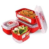 Sistema Microwave-Heat & Eat Frischhaltedosen Set | 4 rechteckige Mikrowellen-Vorratsdosen mit...