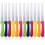 targzier Steakmesser Set,12 Stück Gezacktes Steakbesteck,Bunte,Edelstahl Steak Messer für Haus...